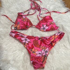 Fashion Nova Pink Floral Bikini